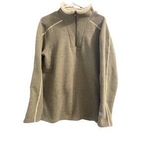 Kuhl Europa 1/4 Zip Sweater Mens Sz M Oatmeal Brown Alfpaca